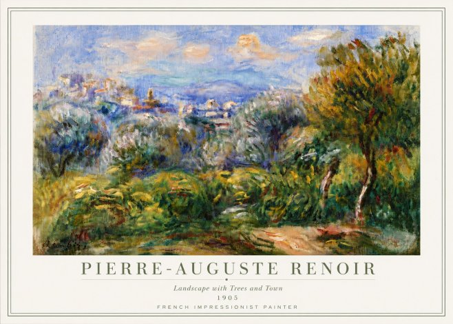 Renoir Landscape with Trees and Town No6 - Plakát