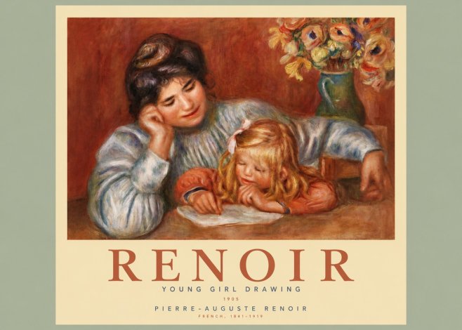 Renoir Young Girl Drawing No2 - Plakát