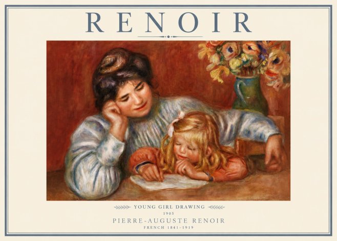 Renoir Young Girl Drawing No3 - Plakát
