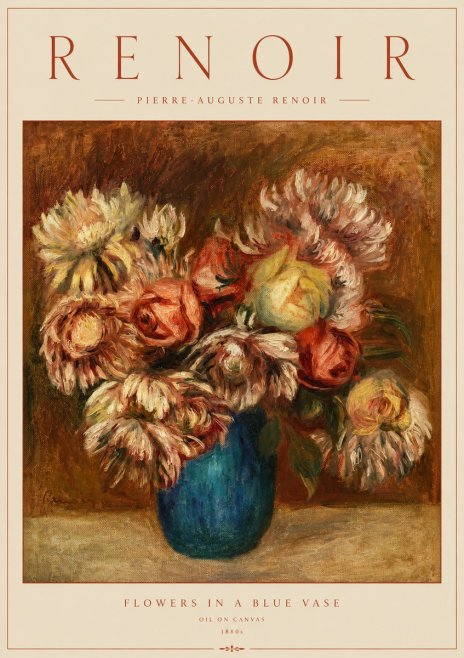 Renoir Flowers in a Blue Vase No2 - Plakát