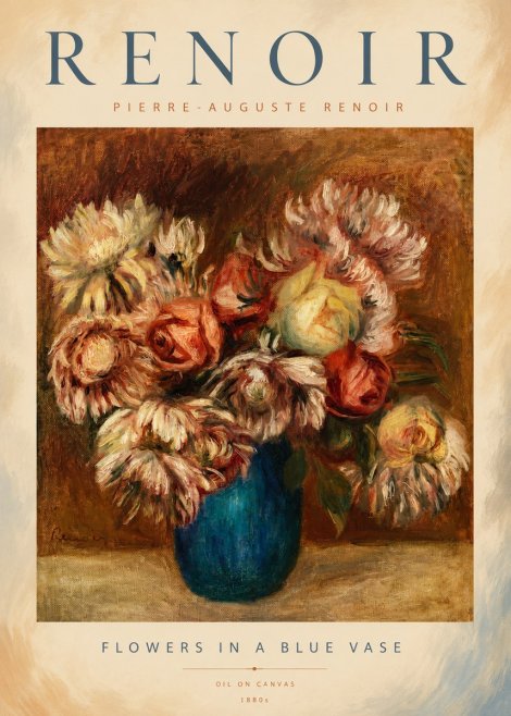 Renoir Flowers in a Blue Vase No3 - Plakát