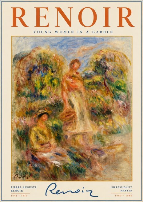 Renoir Young Women in a Garden No2 - Plakát