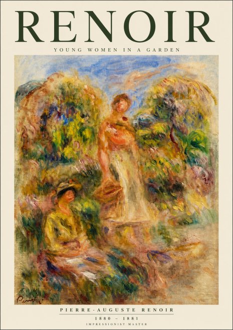 Renoir Young Women in a Garden No3 - Plakát