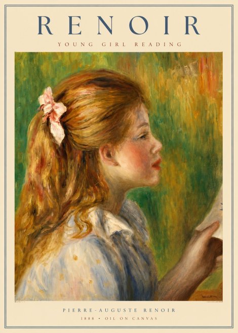 Renoir Young Girl Reading II No2 - Plakát