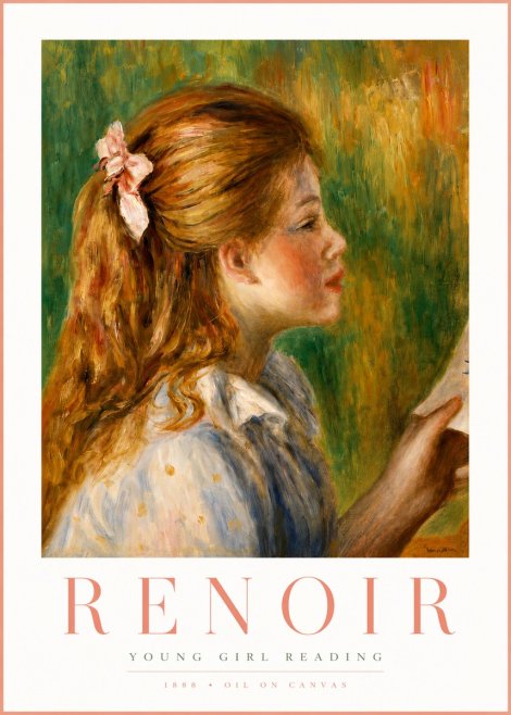 Renoir Young Girl Reading II No3 - Plakát