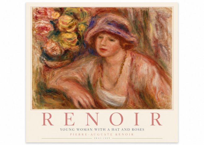 Renoir Young Woman with a Hat and Roses No4 - Plakát