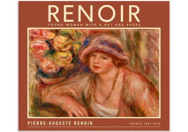 Renoir Young Woman with a Hat and Roses No6 - Plakát