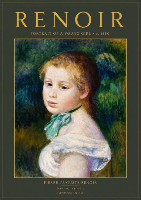 Renoir Young Girl with a Green Ribbon No5 - Plakát