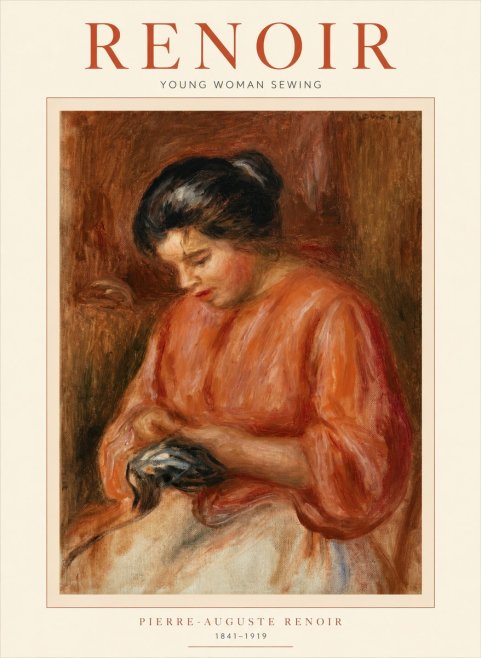 Renoir Young Woman Sewing I No1 - Plakát