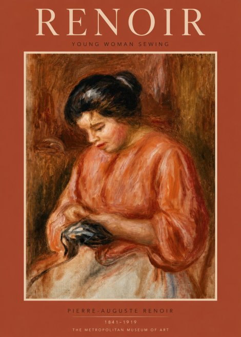 Renoir Young Woman Sewing I No3 - Plakát