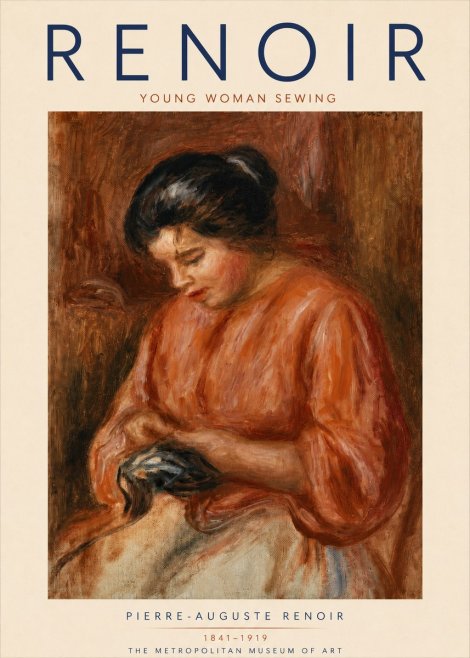 Renoir Young Woman Sewing No4 - Plakát
