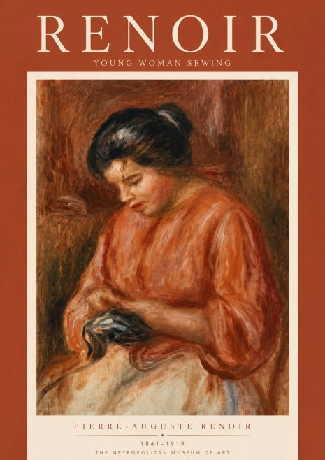Renoir Young Woman Sewing No5 - Plakát