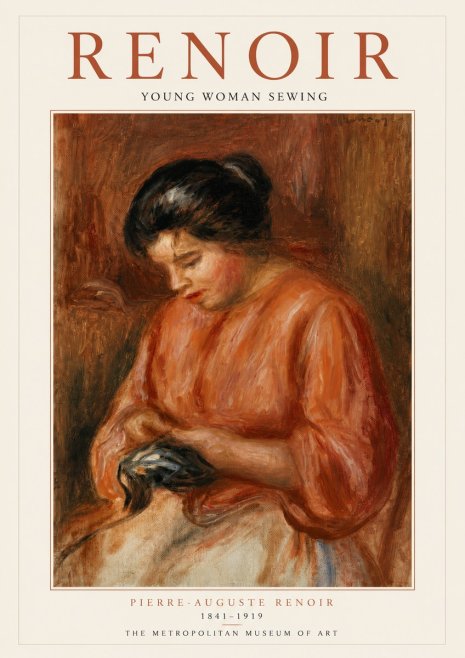 Renoir Young Woman Sewing No6 - Plakát