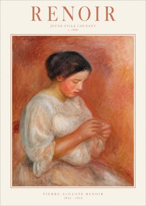 Renoir Jeune Fille Cousant No1 - Plakát
