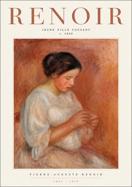 Renoir Jeune Fille Cousant No2 - Plakát