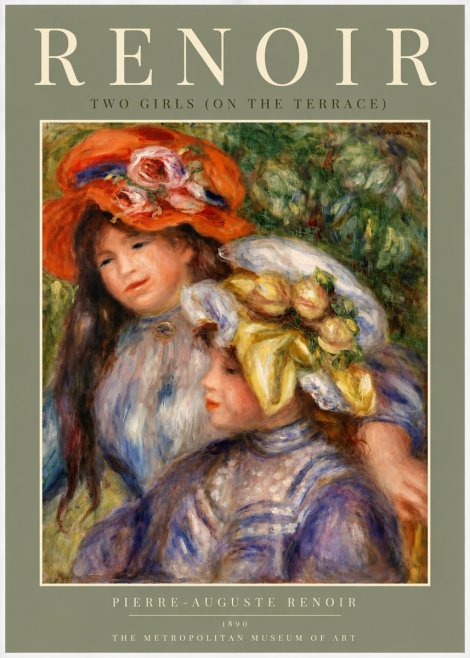 Renoir Two Girls (on the Terrace) No5 - Plakát