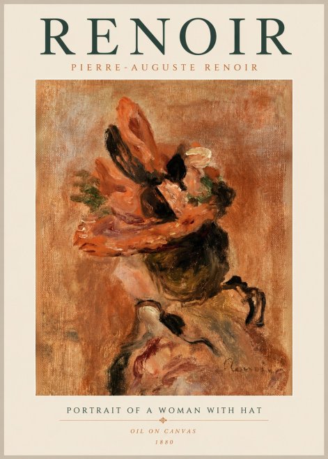 Renoir Portrait of a Woman with Hat No2 - Plakát