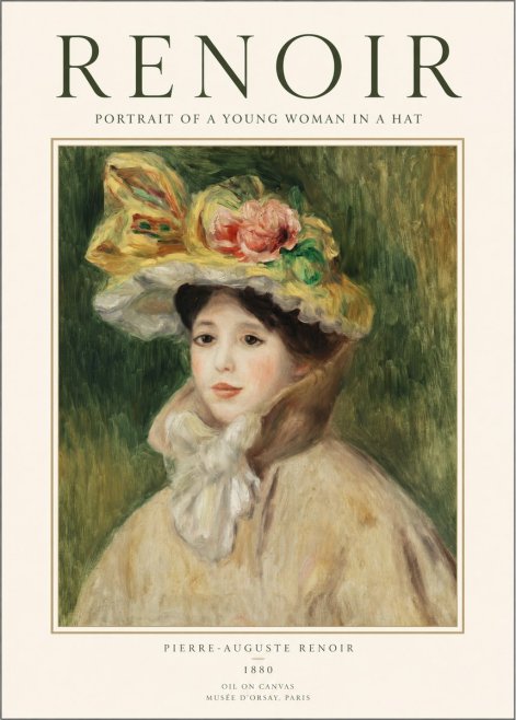Renoir Portrait of a Young Woman in a Hat No1 - Plakát