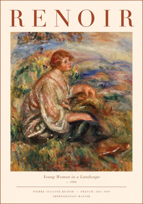 Renoir Young Woman in a Landscape No1 - Plakát