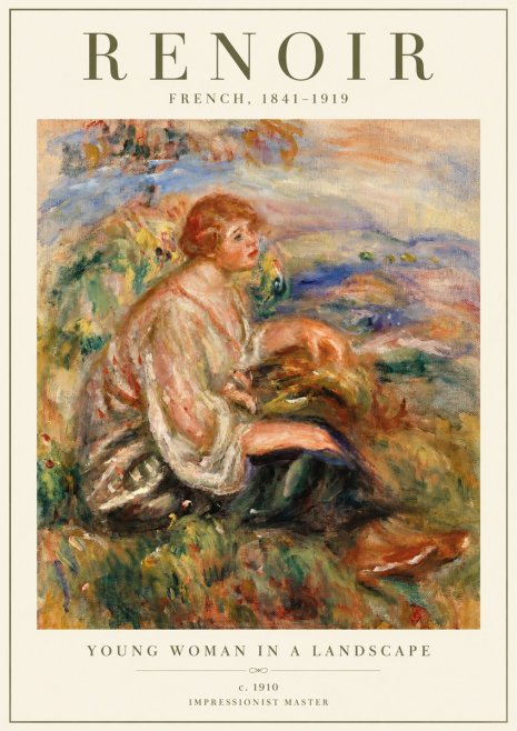 Renoir Young Woman in a Landscape No2 - Plakát