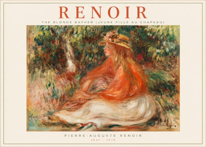 Renoir The Blonde Bather (Jeune Fille Au Chapeau) No2 - Plakát