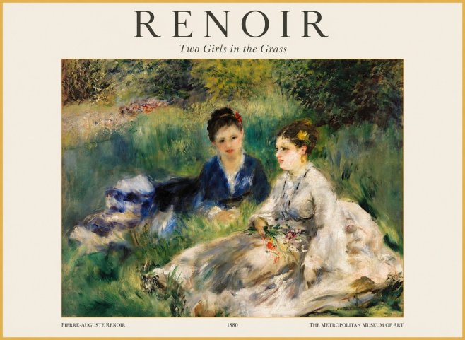 Renoir Two Girls in the Grass No1 - Plakát