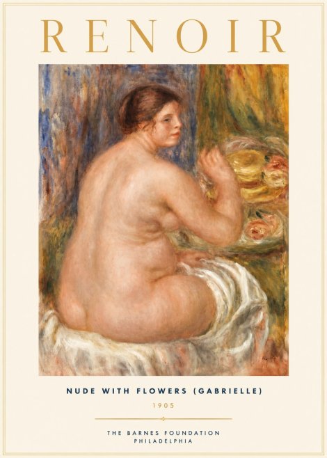 Renoir Seated Nude with Flowers (Also Known as the Large Bather) No2 - Plakát