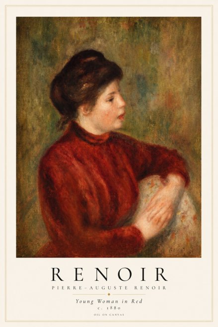 Renoir Young Woman in Red No1 - Plakát