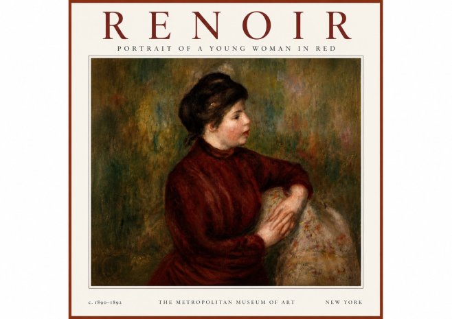 Renoir Young Woman in Red No4 - Plakát
