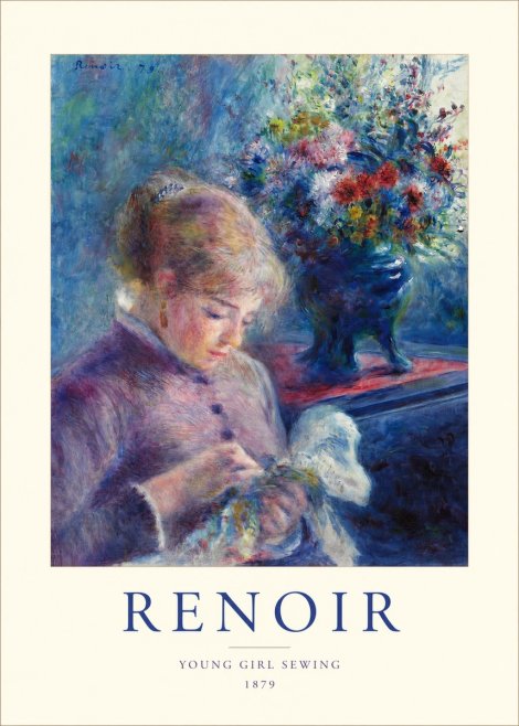 Renoir Young Girl Sewing No1 - Plakát