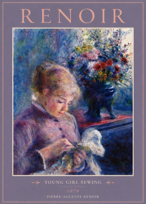 Renoir Young Girl Sewing No4 - Plakát