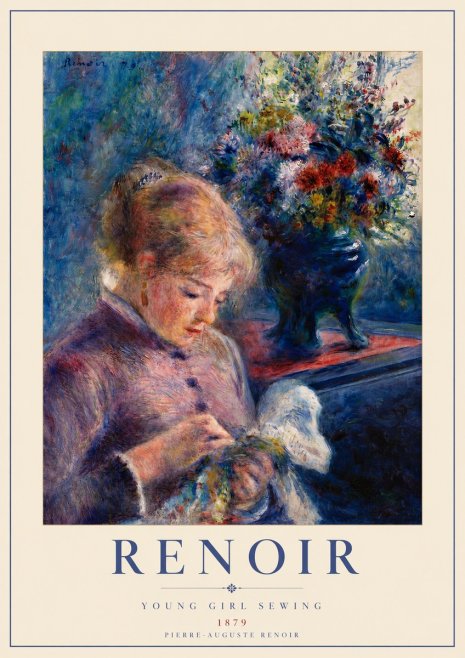 Renoir Young Girl Sewing No5 - Plakát