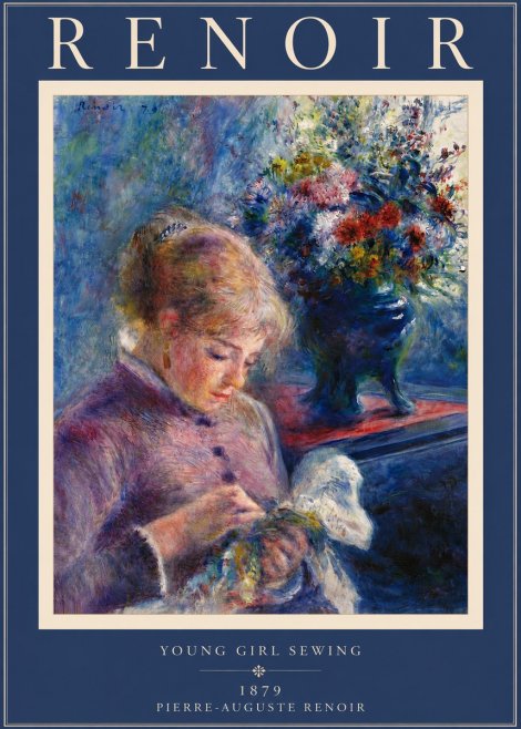 Renoir Young Girl Sewing No6 - Plakát