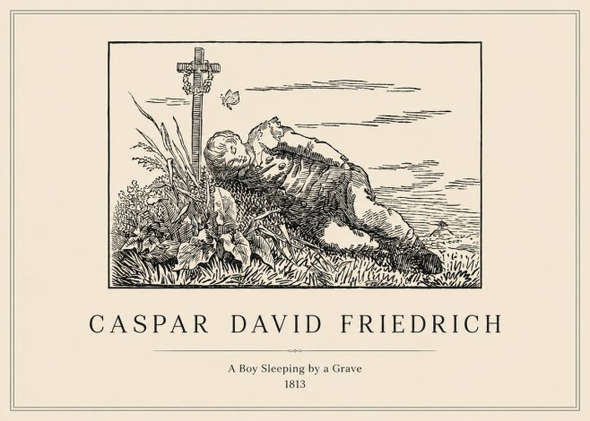 Caspar David Friedrich A Boy Sleeping by a Grave No1 - Plakát