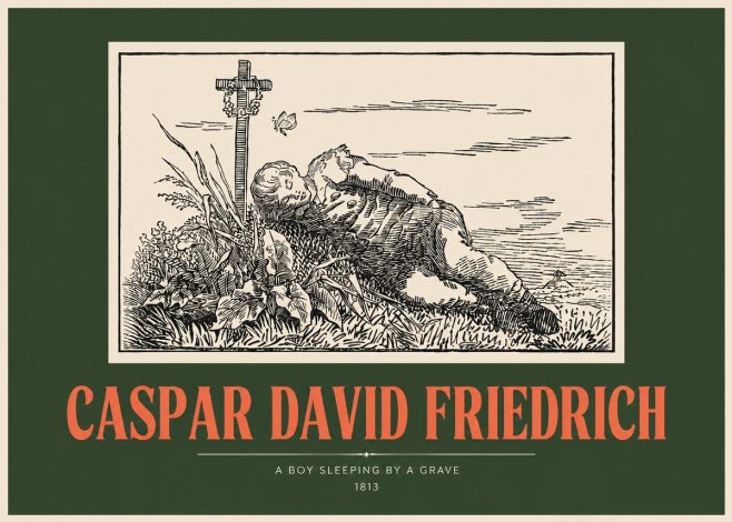 Caspar David Friedrich A Boy Sleeping by a Grave No2 - Plakát