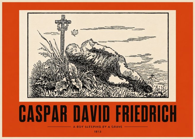 Caspar David Friedrich A Boy Sleeping by a Grave No3 - Plakát