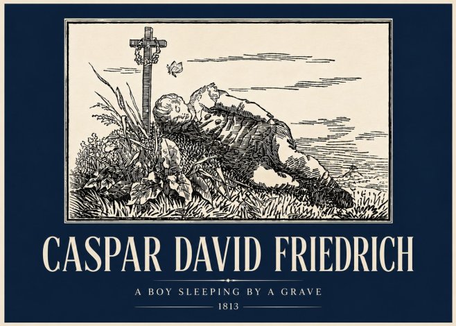 Caspar David Friedrich A Boy Sleeping by a Grave No4 - Plakát