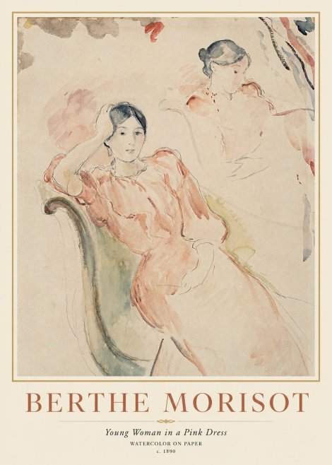Berthe Morisot Young Woman in a Pink Dress II No1 - Plakát