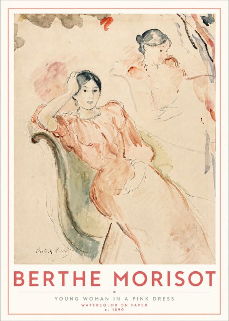 Berthe Morisot Young Woman in a Pink Dress II No3 - Plakát