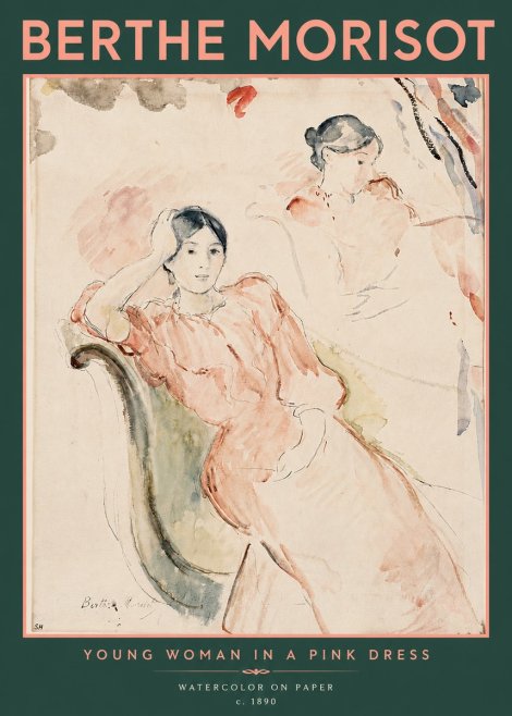 Berthe Morisot Young Woman in a Pink Dress II No5 - Plakát