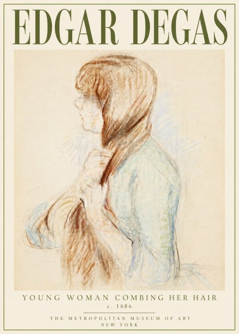 Edgar Degas Young Woman Combing Her Hair No4 - Plakát