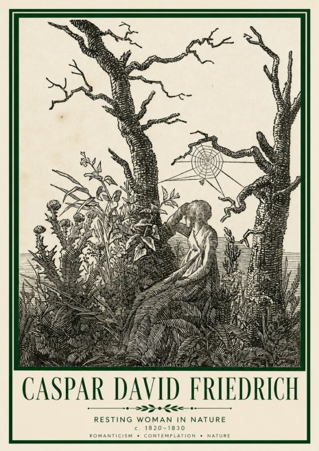 Caspar David Friedrich Resting Woman in Nature No3 - Plakát