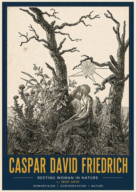 Caspar David Friedrich Resting Woman in Nature No4 - Plakát