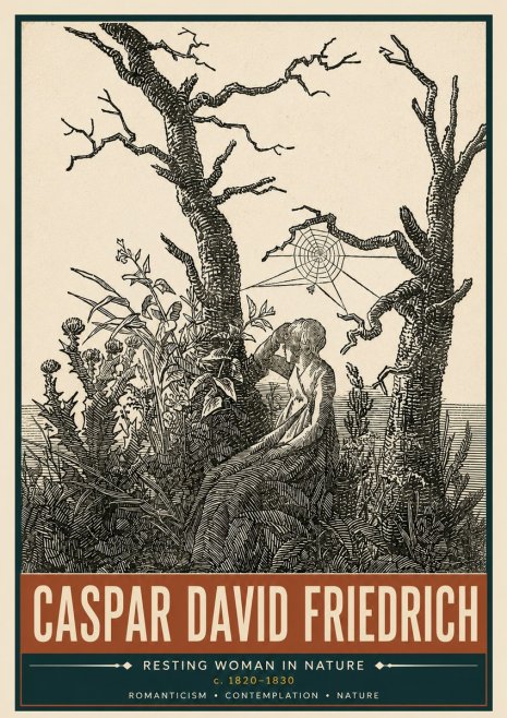 Caspar David Friedrich Resting Woman in Nature No5 - Plakát