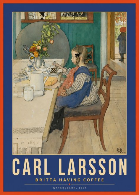 Carl Larsson Britta Having Coffee No2 - Plakát