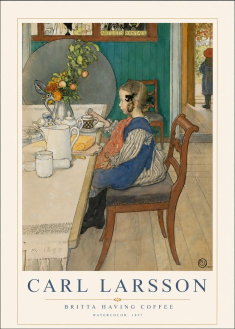 Carl Larsson Britta Having Coffee No3 - Plakát