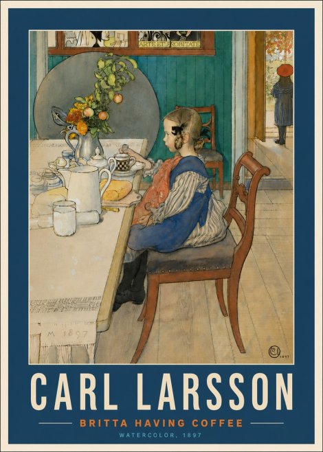 Carl Larsson Britta Having Coffee No6 - Plakát