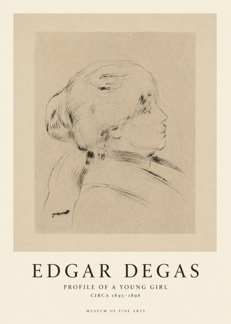 Edgar Degas Profile of a Young Girl No1 - Plakát