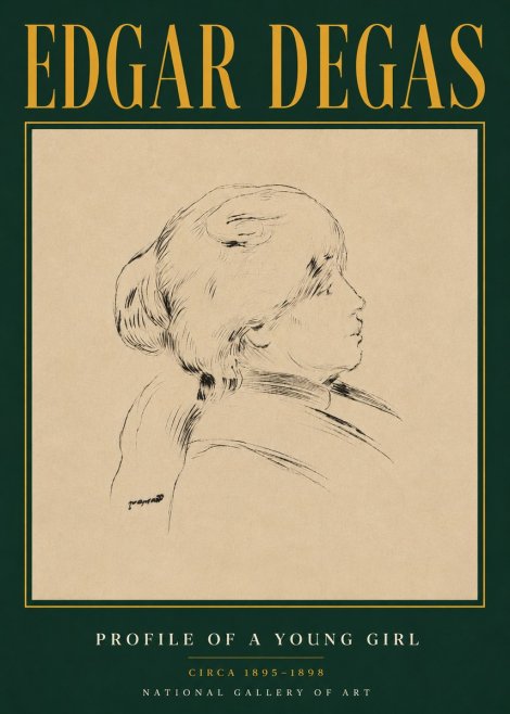 Edgar Degas Profile of a Young Girl No4 - Plakát