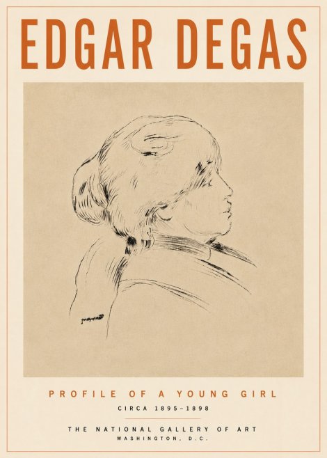 Edgar Degas Profile of a Young Girl No5 - Plakát